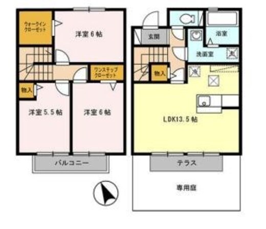 大開駅 徒歩13分 1-2階の物件間取画像